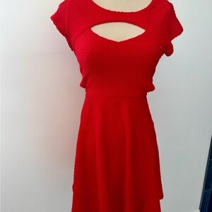 Material Girl Red Asymmetrical Fit and Flare Dress